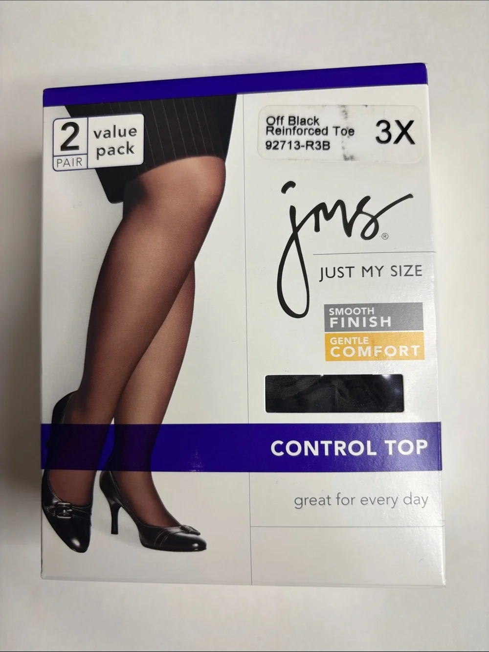 Just My Size Control Top Hosiery - Suntan & Off Black Two-Pack